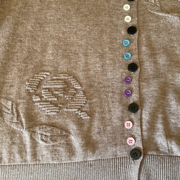 NWOT Cashmere Beige Embroidered Bottom Down 3/4 Sleeves Woman Sweater Size XL - Picture 10 of 11